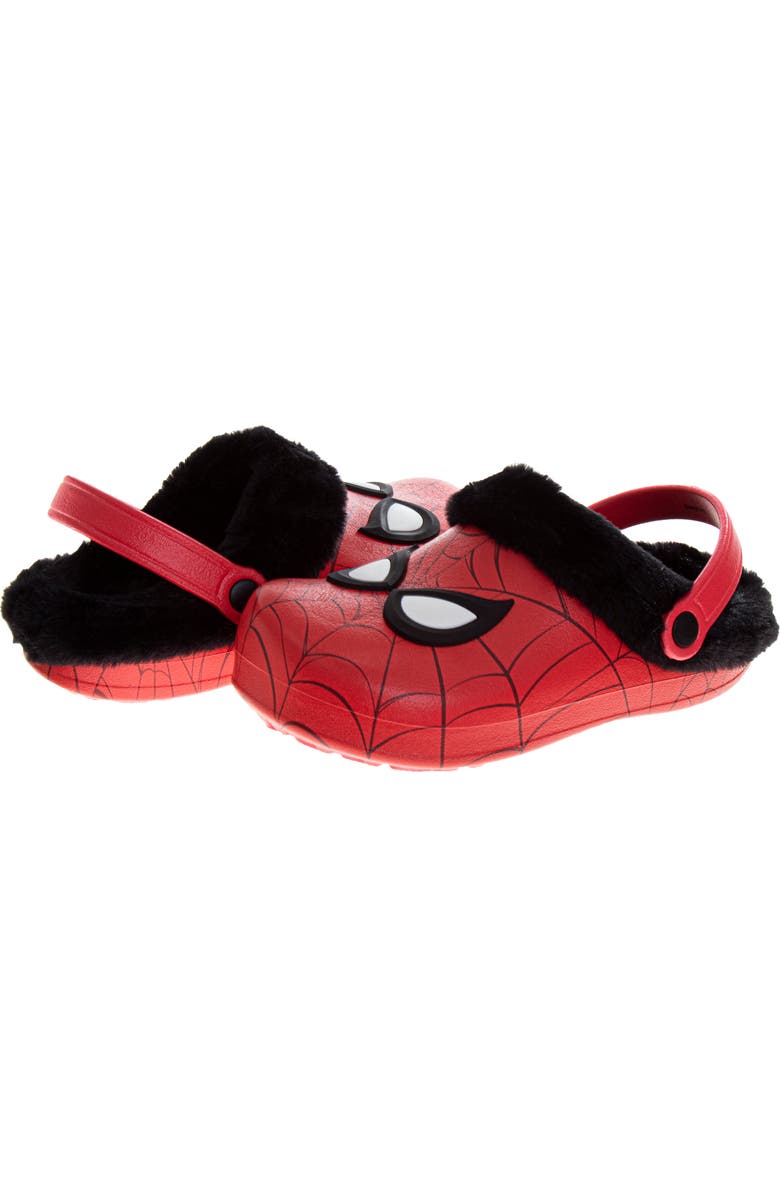Spider-Man Clogs - Fuzzy, Fleece-Lined, and Warm Garden Shoes, Alternate, color, Red