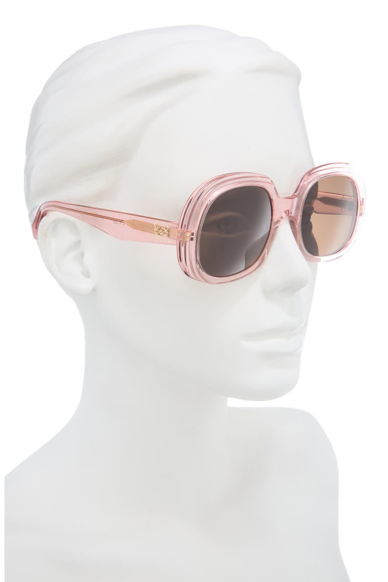 Anagram 54mm Round Sunglasses, Alternate, color, SHINY PINK / BROWN