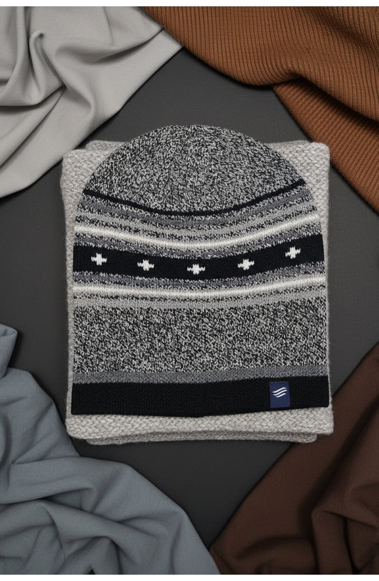 United By Blue The Merino Wool Slouchy Modern Fair Isle Beanie, Alternate, color, Black