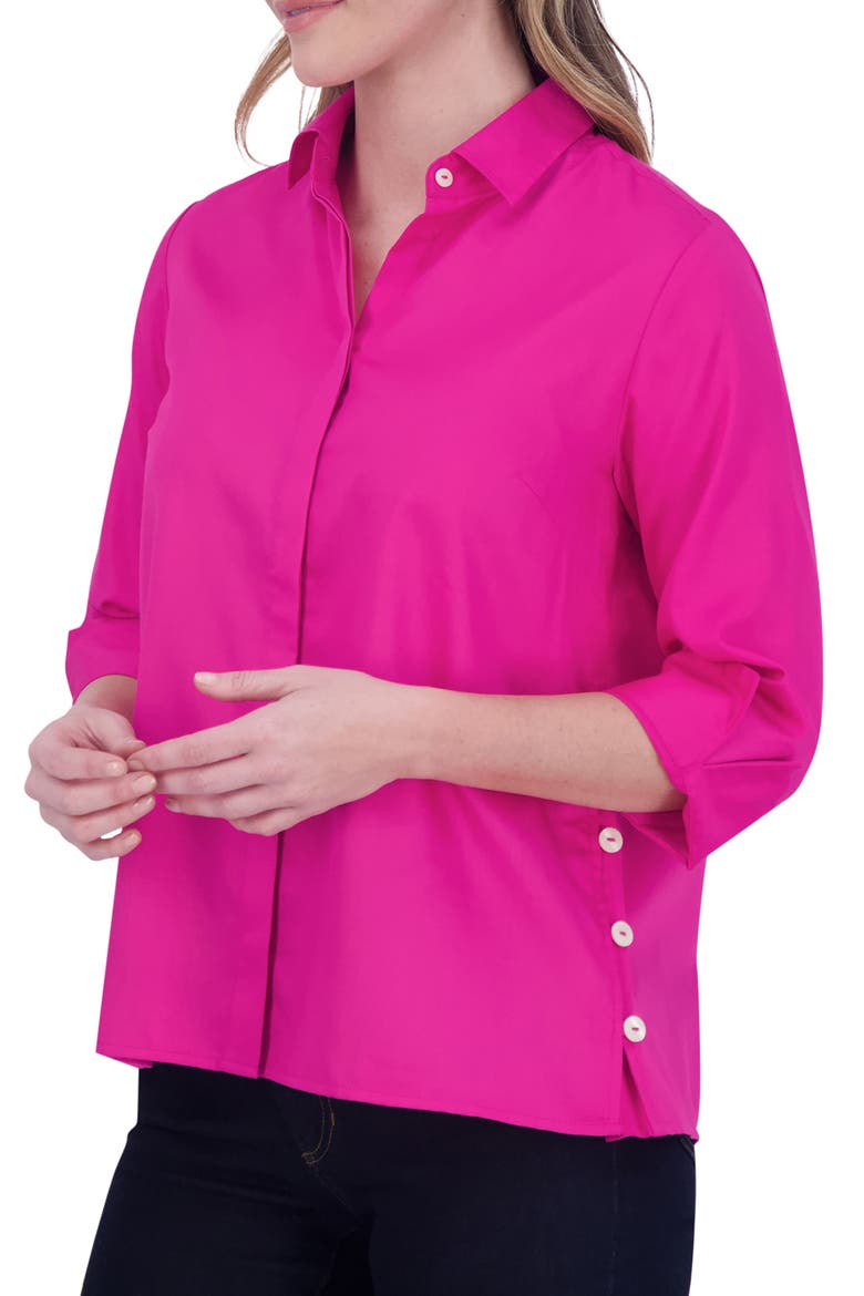 Beatrice Side Button Accent Shirt, Alternate, color, AZALEA