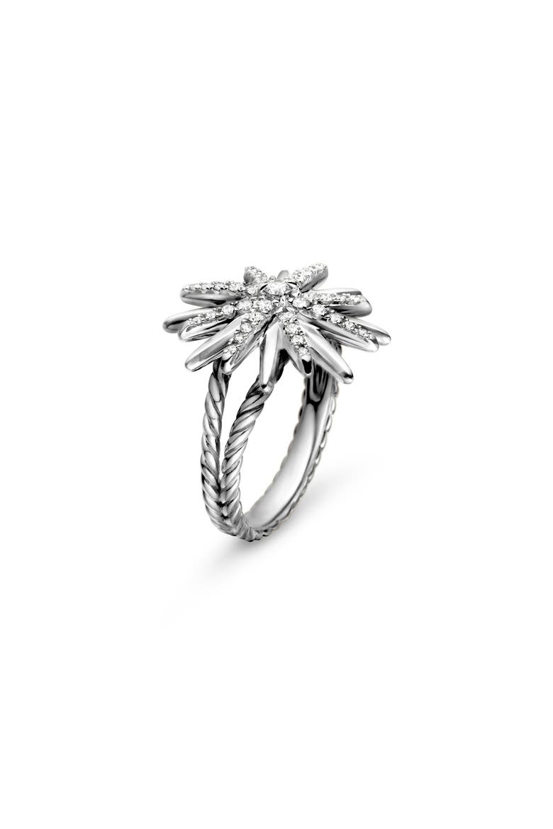 Starburst Ring with Pavé Diamonds, Alternate, color, DIAMOND/ SILVER