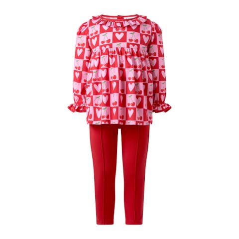 Cherry Heart Blouse & Leggings Set