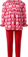 Rachel Riley Cherry Heart Blouse & Leggings Set