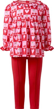 Rachel Riley Cherry Heart Blouse & Leggings Set
