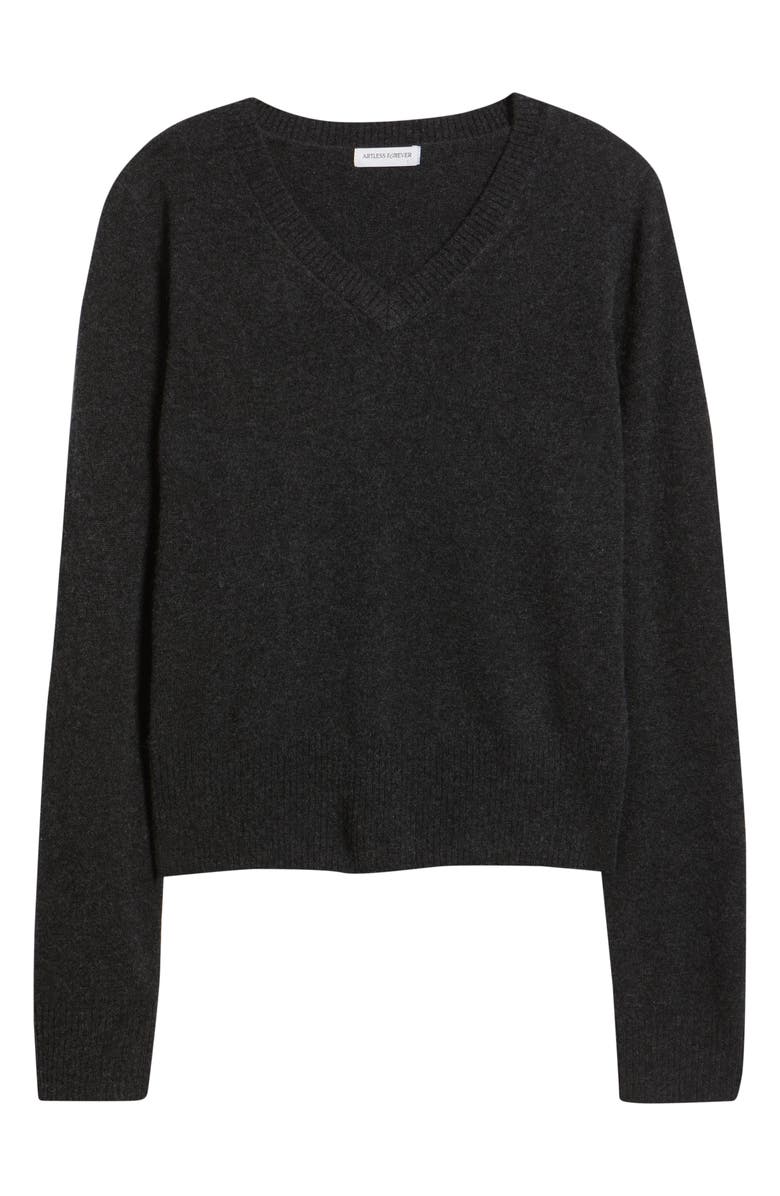 ARTLESS FOREVER Tove V-Neck Wool & Cashmere Sweater, Main, color, Charcoal