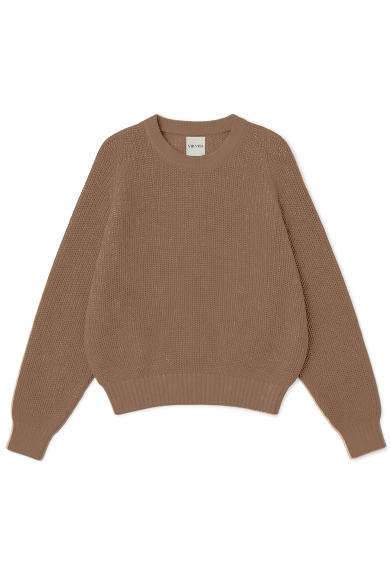 Pia Cotton Sweater, Main, color, Bark