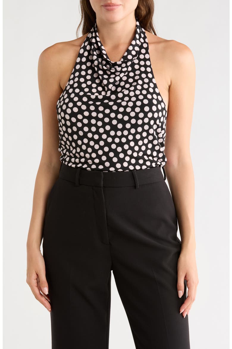 Polka Dot Knit Halter Top, Main, color, BLACK/ BLUSH