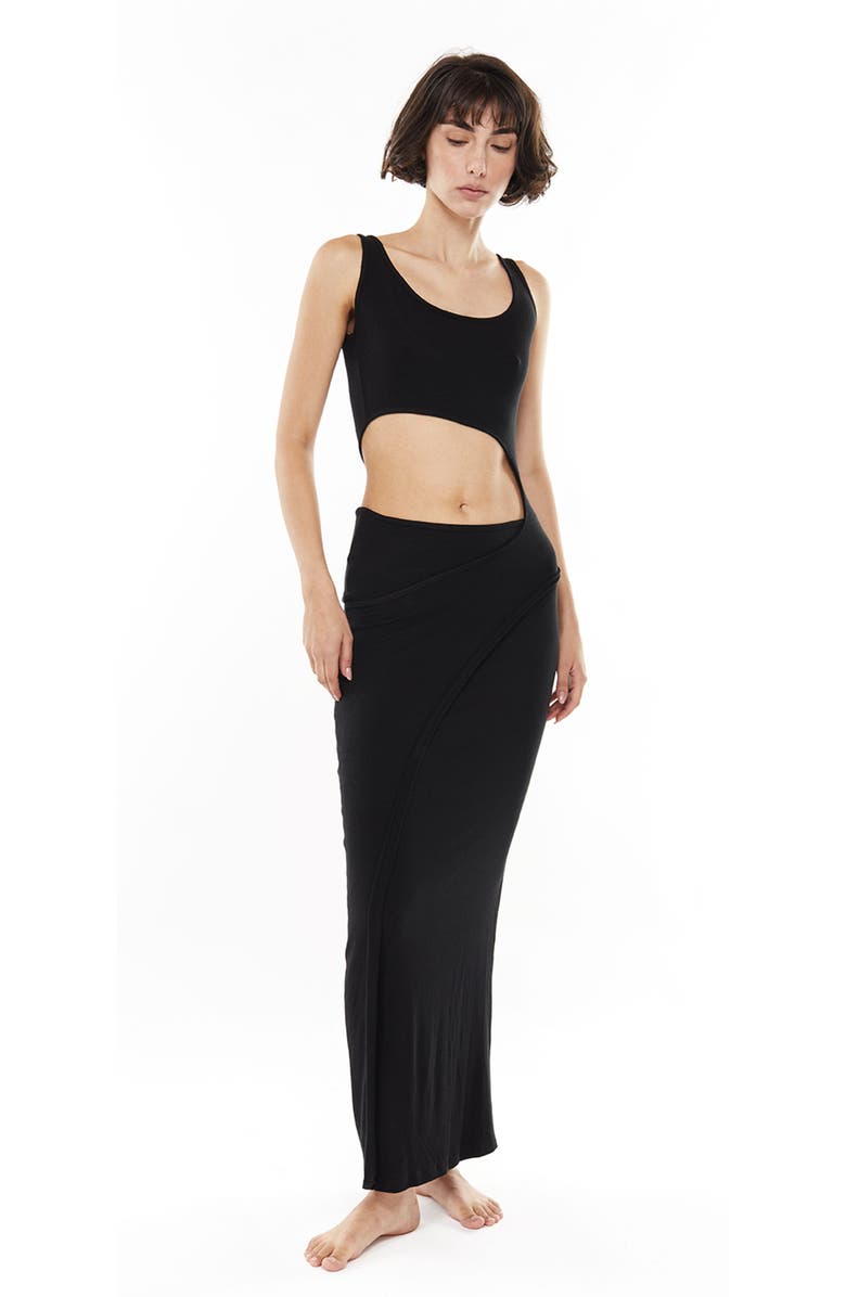 Mother of All Papper Cut Out Maxi Dress, Main, color, Black