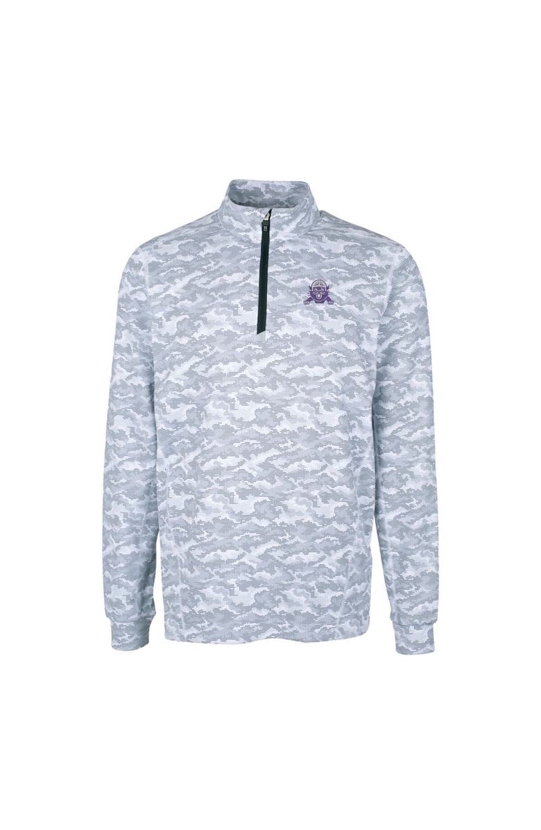 Cutter & Buck Men's Cutter & Buck Charcoal Northwestern Wildcats Vault Traverse Camo Print Stretch Quarter-Zip Pullover Top, Alternate, color,