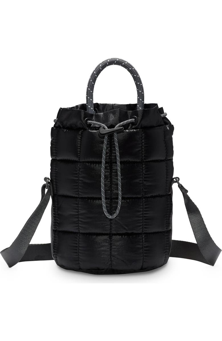 Nike Tiny Puffle Quilted Nylon Tote, Main, color, Black/ Iron Grey/ Black