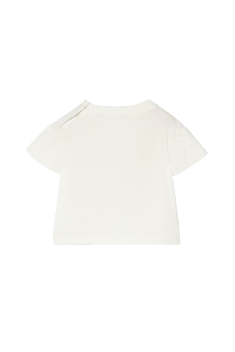 Girls' Check Bow Cotton T-shirt, Alternate, color, Chalk white