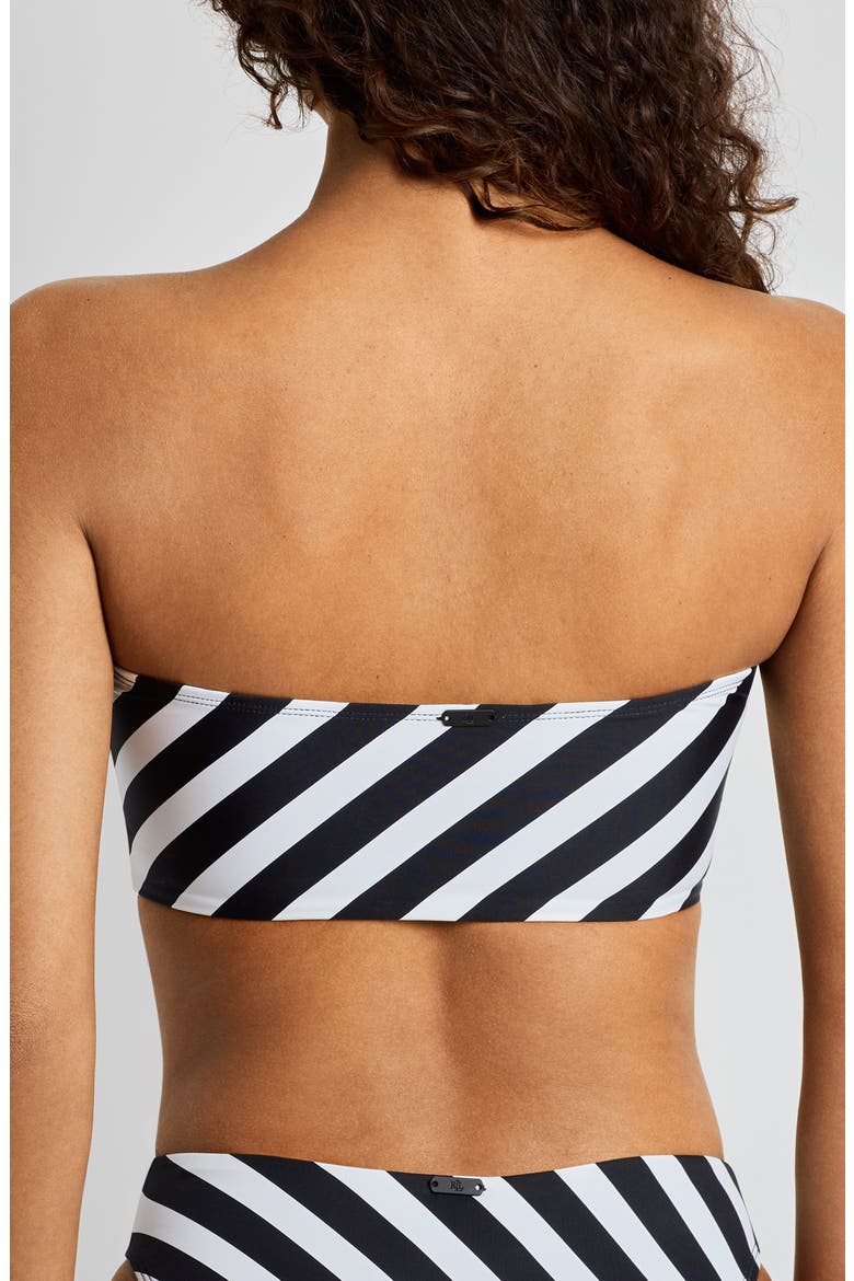 Stripe Longline Bandeau Bikini Top, Alternate, color, BLACK/WHITE