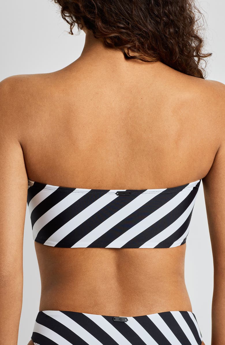 Lauren Ralph Lauren Stripe Longline Bandeau Bikini Top, Alternate, color, Black/White