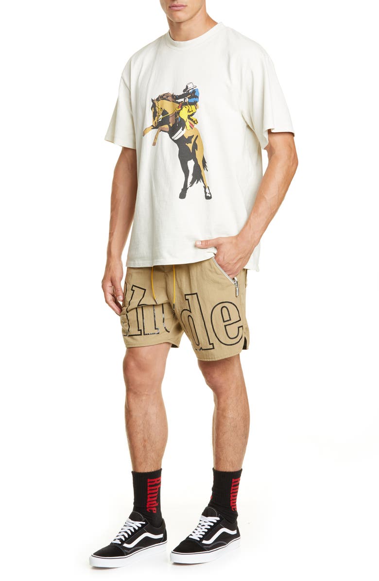 Rhude Logo Swim Trunks, Alternate, color,