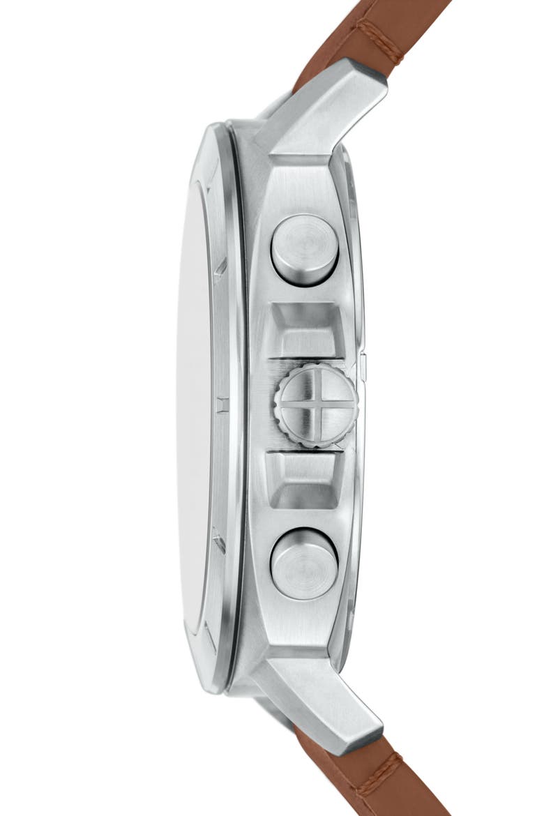 Privateer Chronograph Brown Leather Watch, Alternate, color, SILVER
