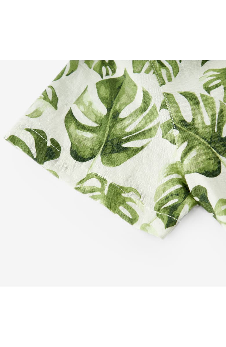 Milkbarn Linen Button-Up Shirt and Shorts Set, Alternate, color, Island Leaf