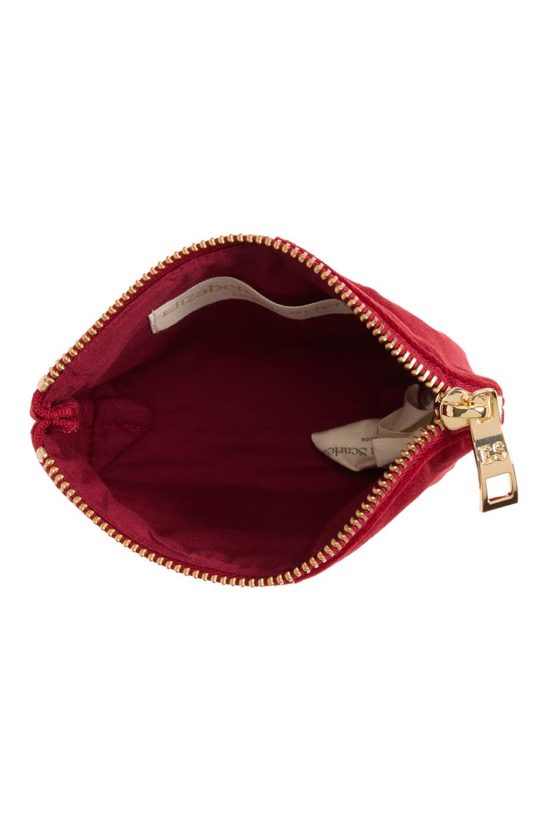 Berries & Bows Embroidered Velvet Coin Purse, Alternate, color, ROUGE