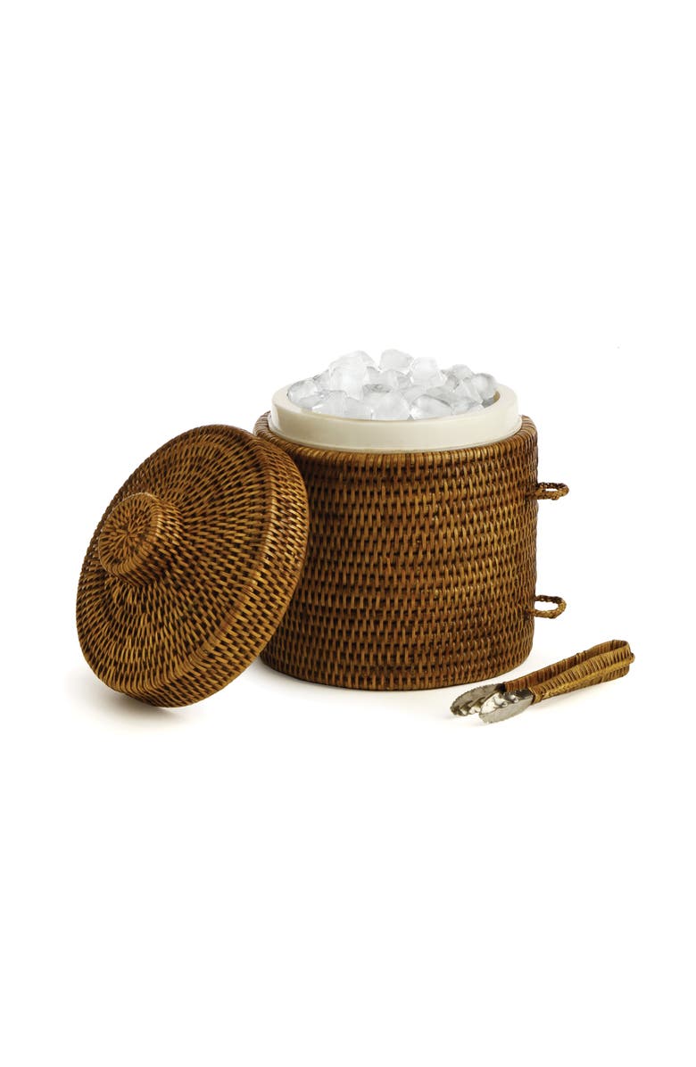 Napa Home & Garden Burma Rattan Ice Box & Tongs, Main, color, Brown