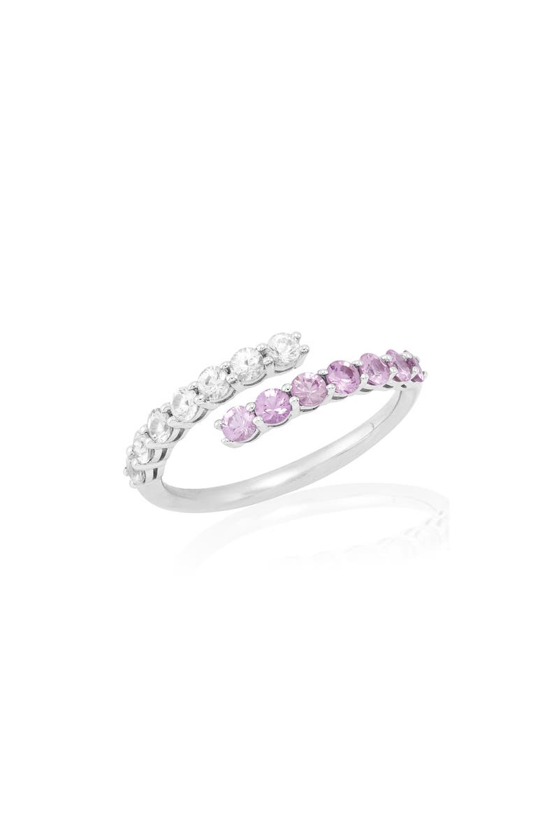 Frankie & Zoe 14K White Gold Pink & White Sapphire Bypass Ring, Main, color, White Gold
