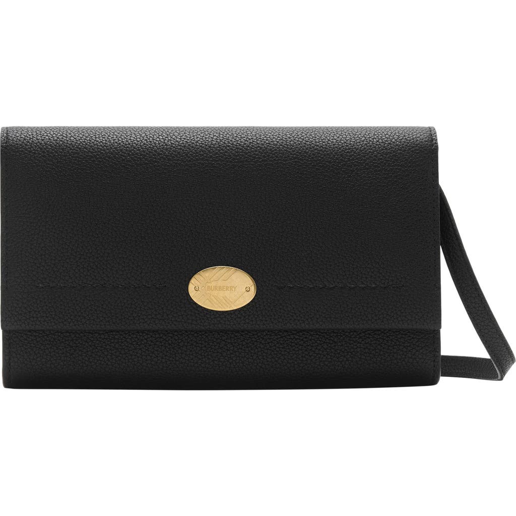 Burberry Cotswolds Leather Wallet On A Strap In Black