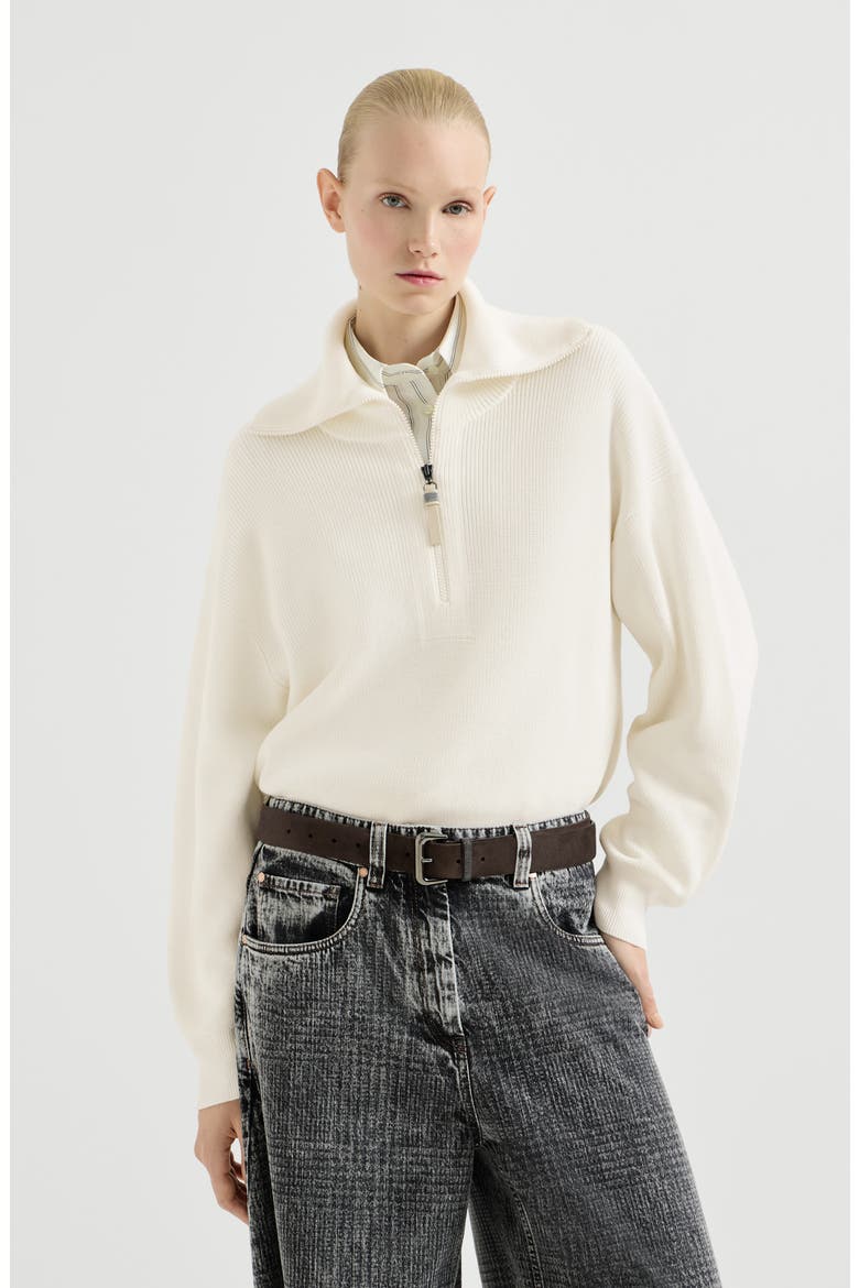 English rib knit cardigan, Main, color, Panama