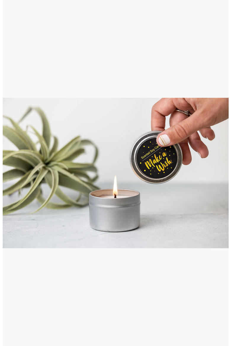 Trio of Tin Soy Candle Scented with Bergamot and Lavender Essential Oils, Alternate, color, None