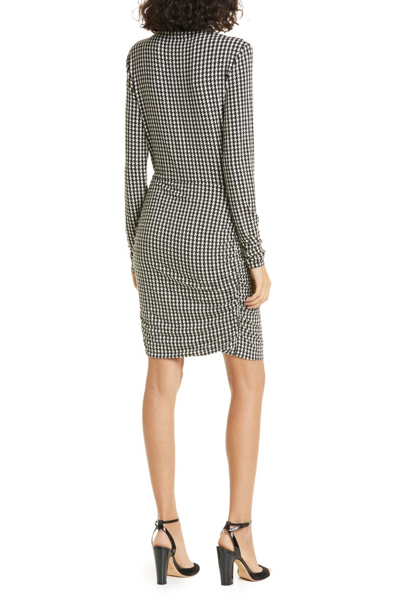 Veronica Beard Mizani Houndstooth Ruched Long Sleeve Dress, Alternate, color,