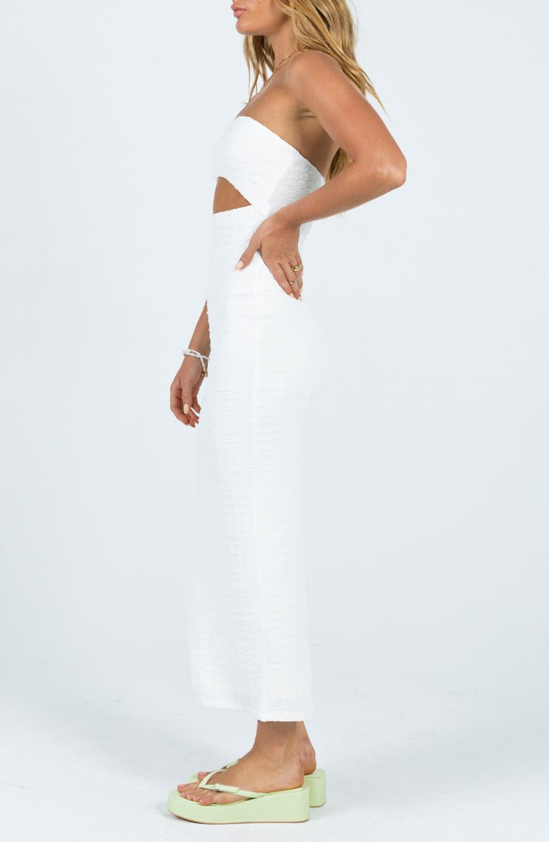 Princess Polly Talena Textured Strapless Midi Dress, Alternate, color, White