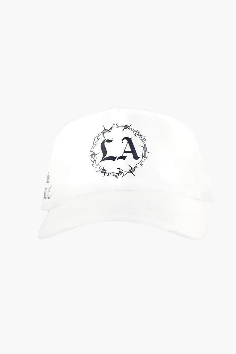 LA Barbwire Mid Profile Cap, Main, color, white