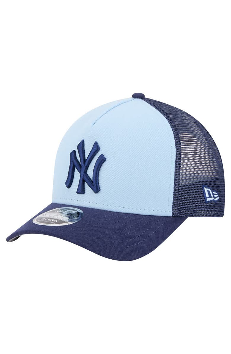 New Era Men's New Era Light Blue/Navy New York Yankees 2-Tone Color Pack 9FORTY Adjustable Trucker Hat, Main, color, 