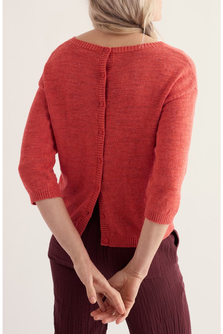 Knavock Button Back Organic Cotton & Linen Sweater, Alternate, color, CRAB CLAW