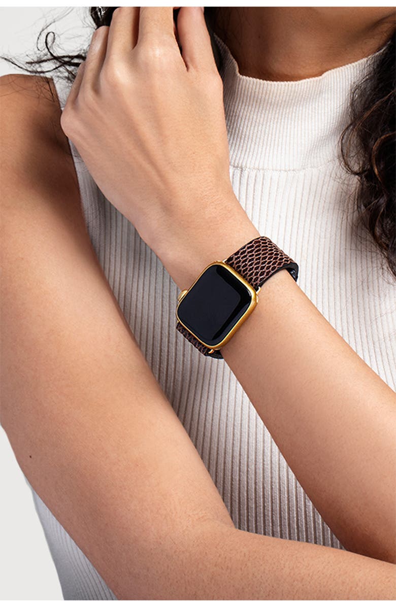 SAACHI Fish Scale Embossed Leather Apple Watch<sup>®</sup> Watchband, Alternate, color,