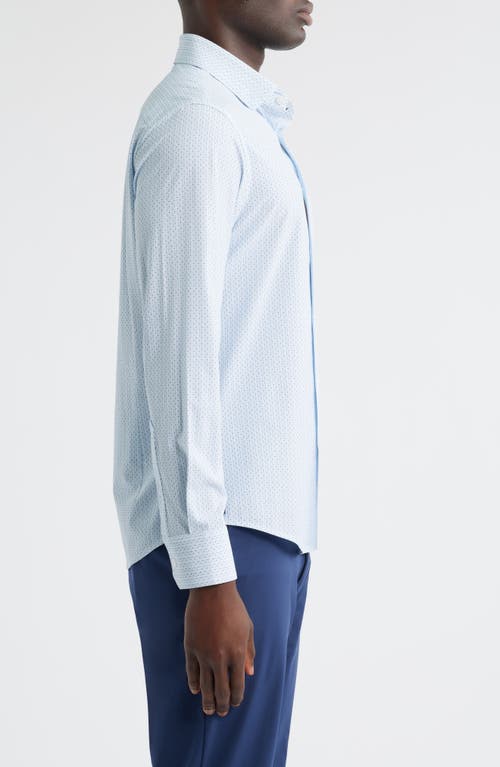 Mizzen + Main Mizzen+main Leeward Trim Fit Micropattern No Tuck Performance Button-up Shirt In Blue