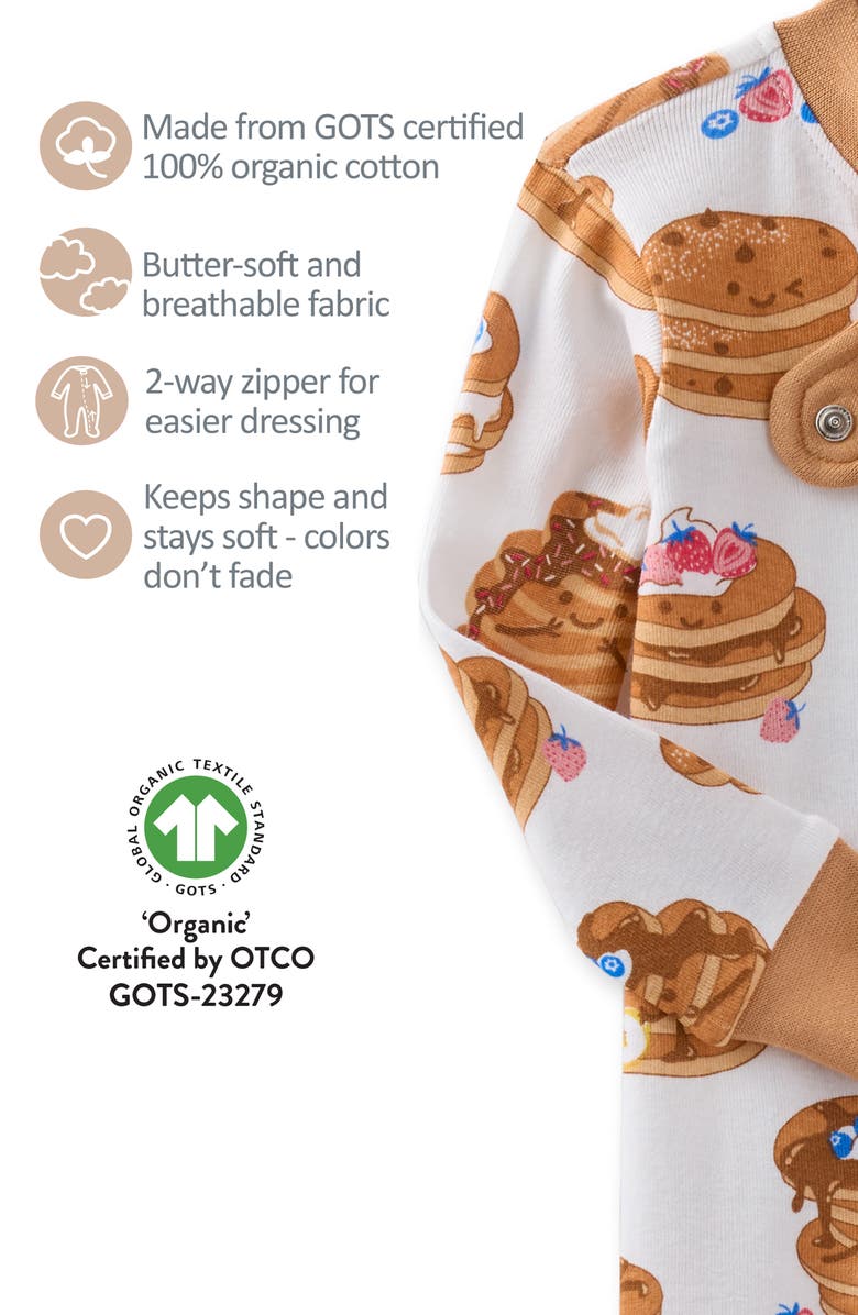BUTTERBLU Cruz One-Piece Organic Cotton Footie Pajamas, Alternate, color, Flipping Yummy