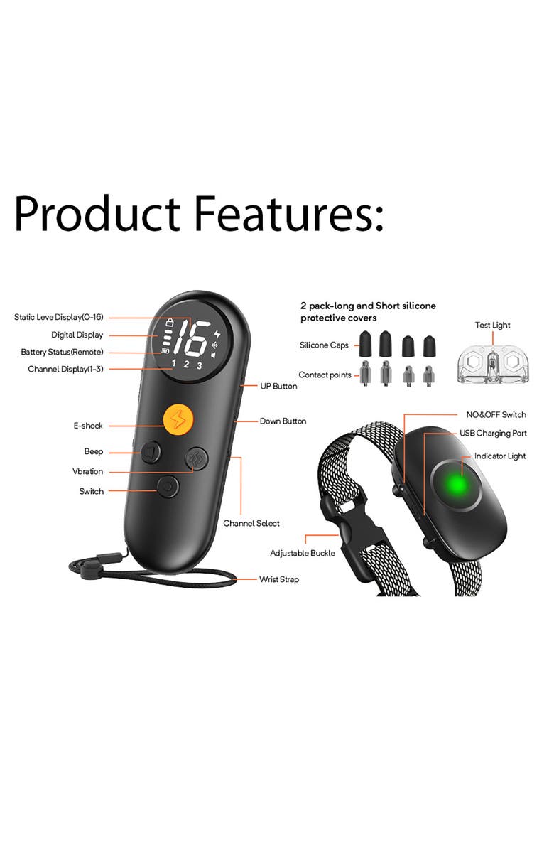 PET LIFE Ellipse LED 1-to-3 Dog 550-Yard Range 16-Level Vibration Sound and Stimulation Training Dog Collar, Alternate, color, 