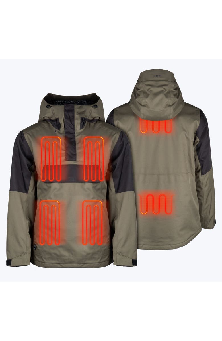 Mobile Warming Denali Anorak Heated Waterproof 1/4 Zip Snow Jacket, Alternate, color, Olive