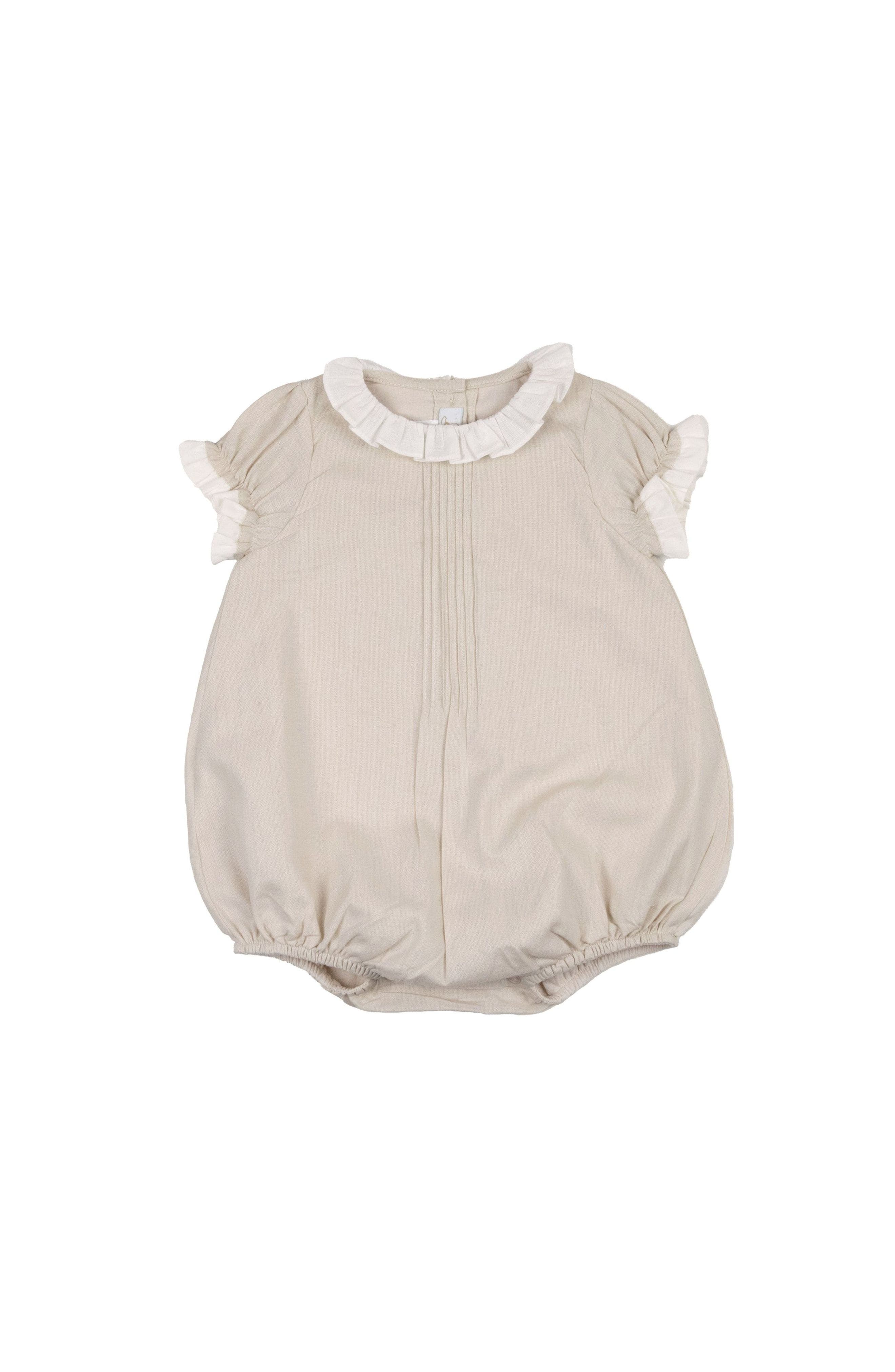 Cuclie Baby Baby Girl Linen Bubble with Ruffle Collar | Nordstrom