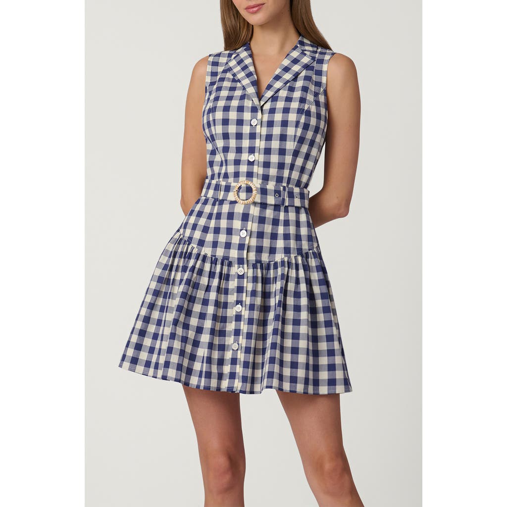 Shoshanna Gingham Natalia Dress in Navy/optic at Nordstrom, Size 12