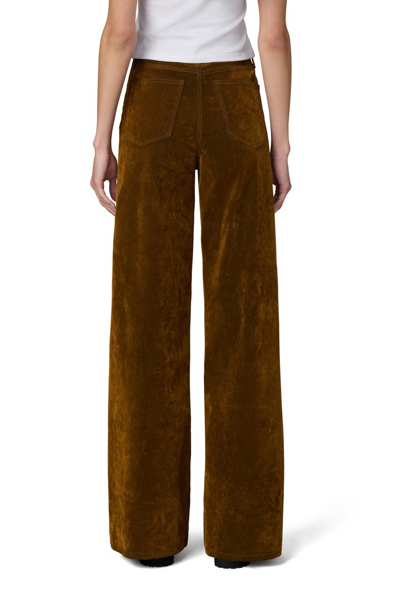 The Mia High Waist Wide Leg Flocked Pants, Alternate, color, BRONZE BROWN