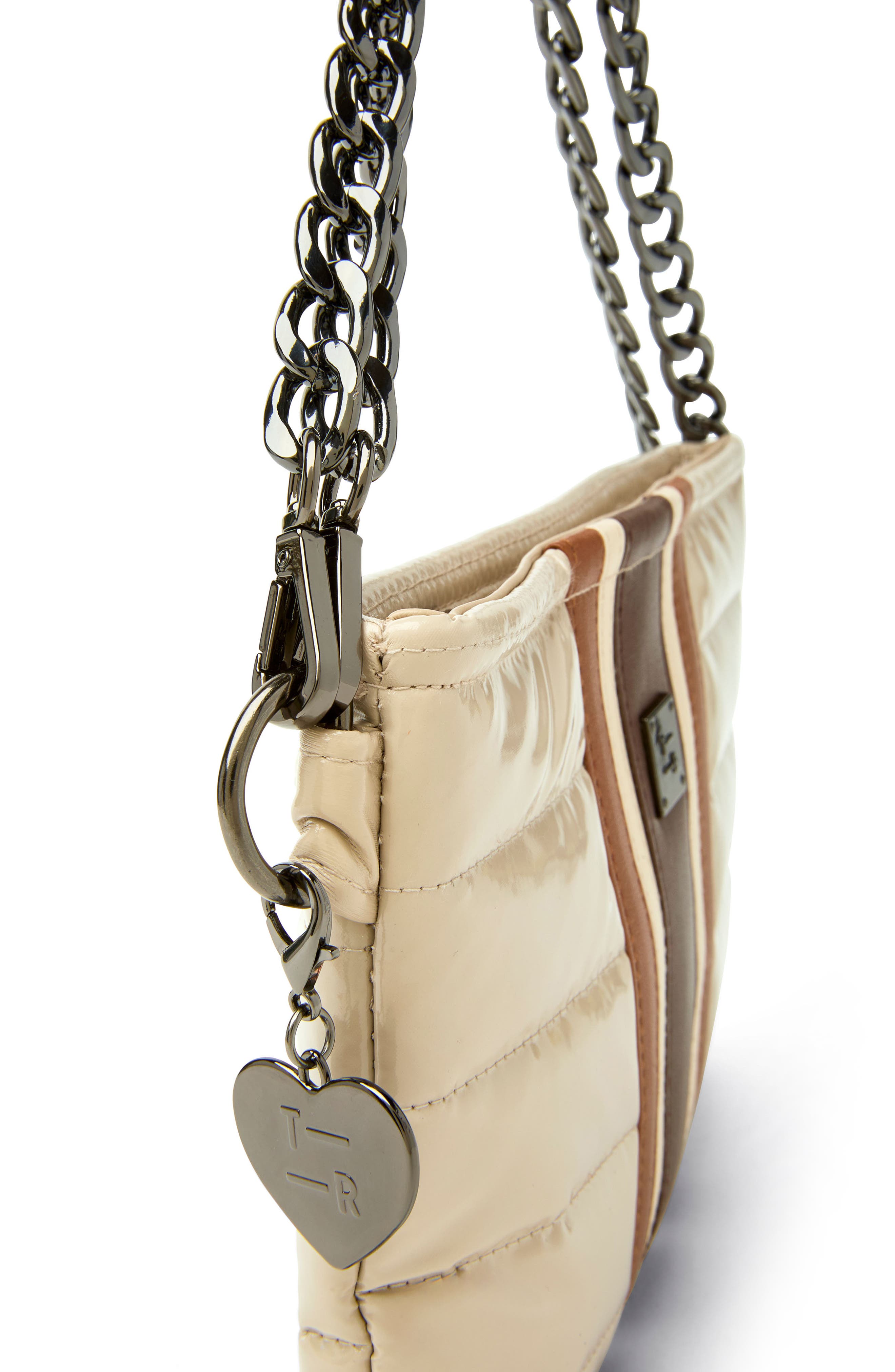 THINK ROYLN Almost Famous Quilted Shoulder Bag, Alternate, color, Blonde Patent And Colorblock