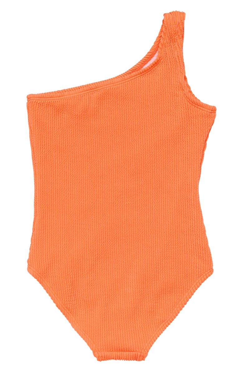 Snapper Rock Kids' Tangerine One-Shoulder One-Piece Swimsuit, Alternate, color,