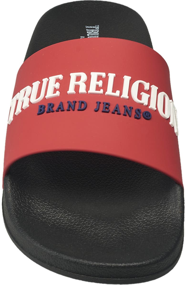 True Religion Men's Weezy Logo Slide, Alternate, color, Red