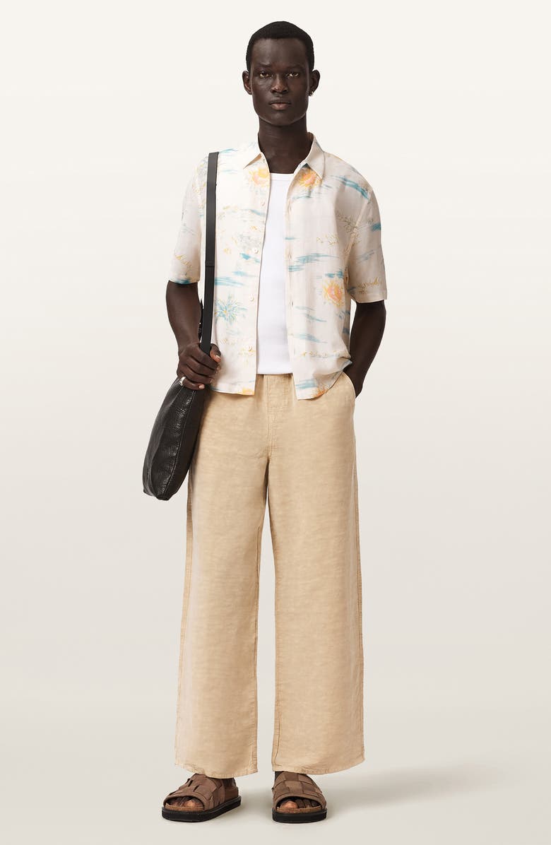 AllSaints Breezer Floral Short Sleeve Button-Up Shirt, Alternate, color, Candy Yellow