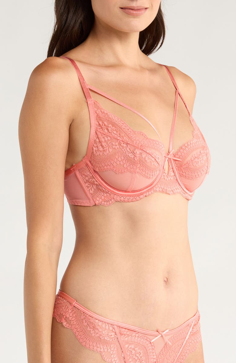 Hunkemöller Robijn Strappy Lace Underwire Bra, Alternate, color, Lantana