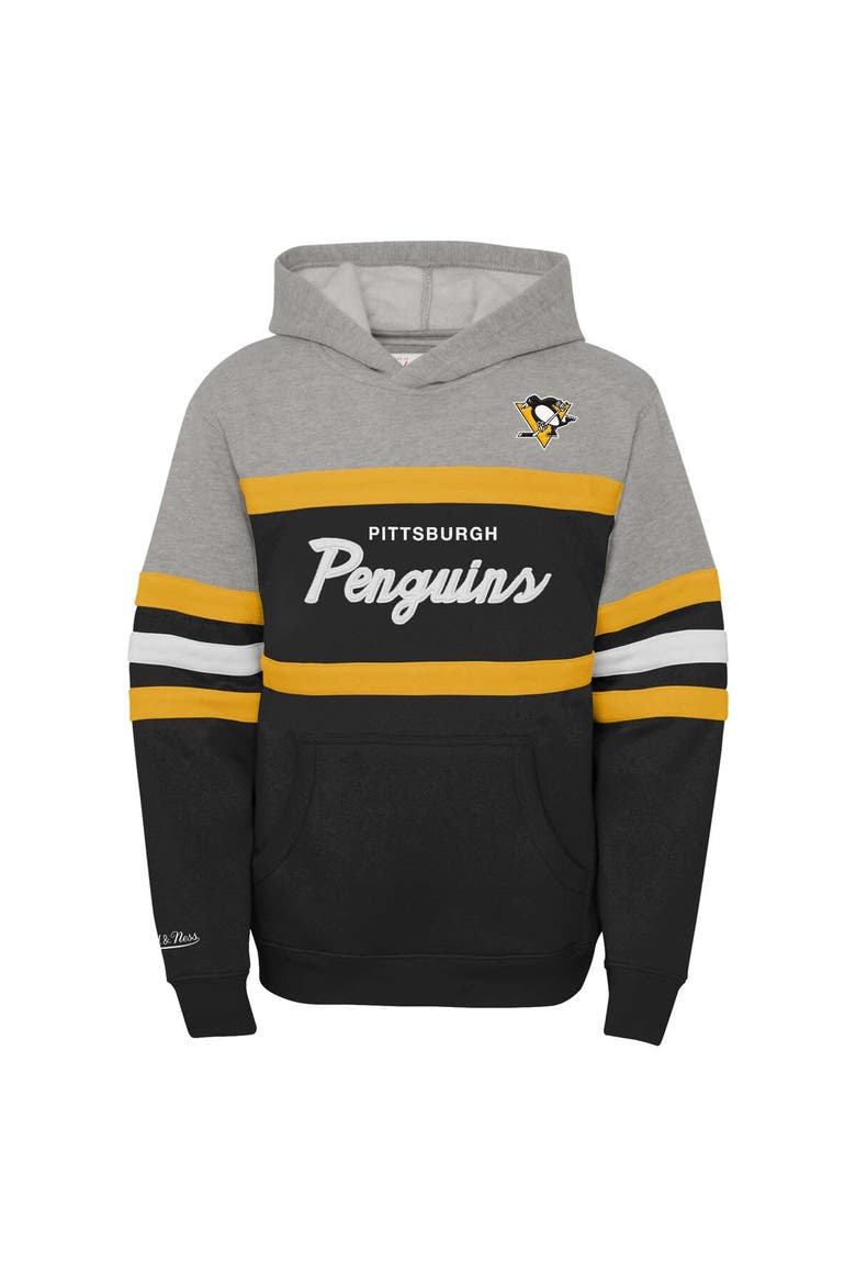 Youth Mitchell & Ness Black Pittsburgh Penguins Head Coach Pullover Hoodie, Alternate, color, Black