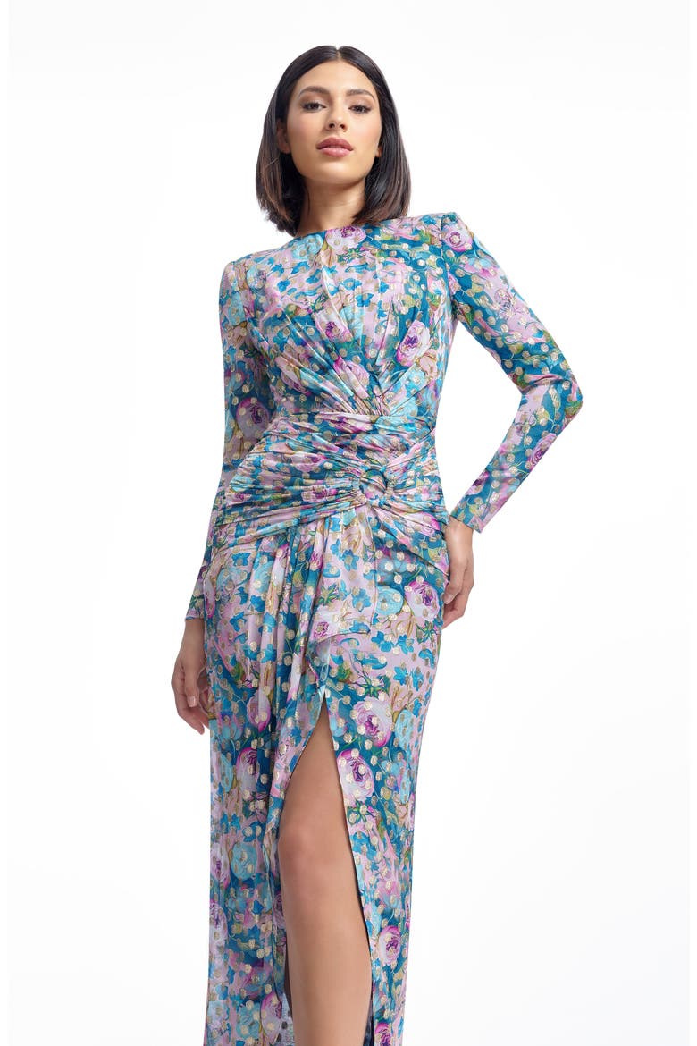 Romera Metallic Floral Print Gown, Alternate, color, CAPRI MULTI