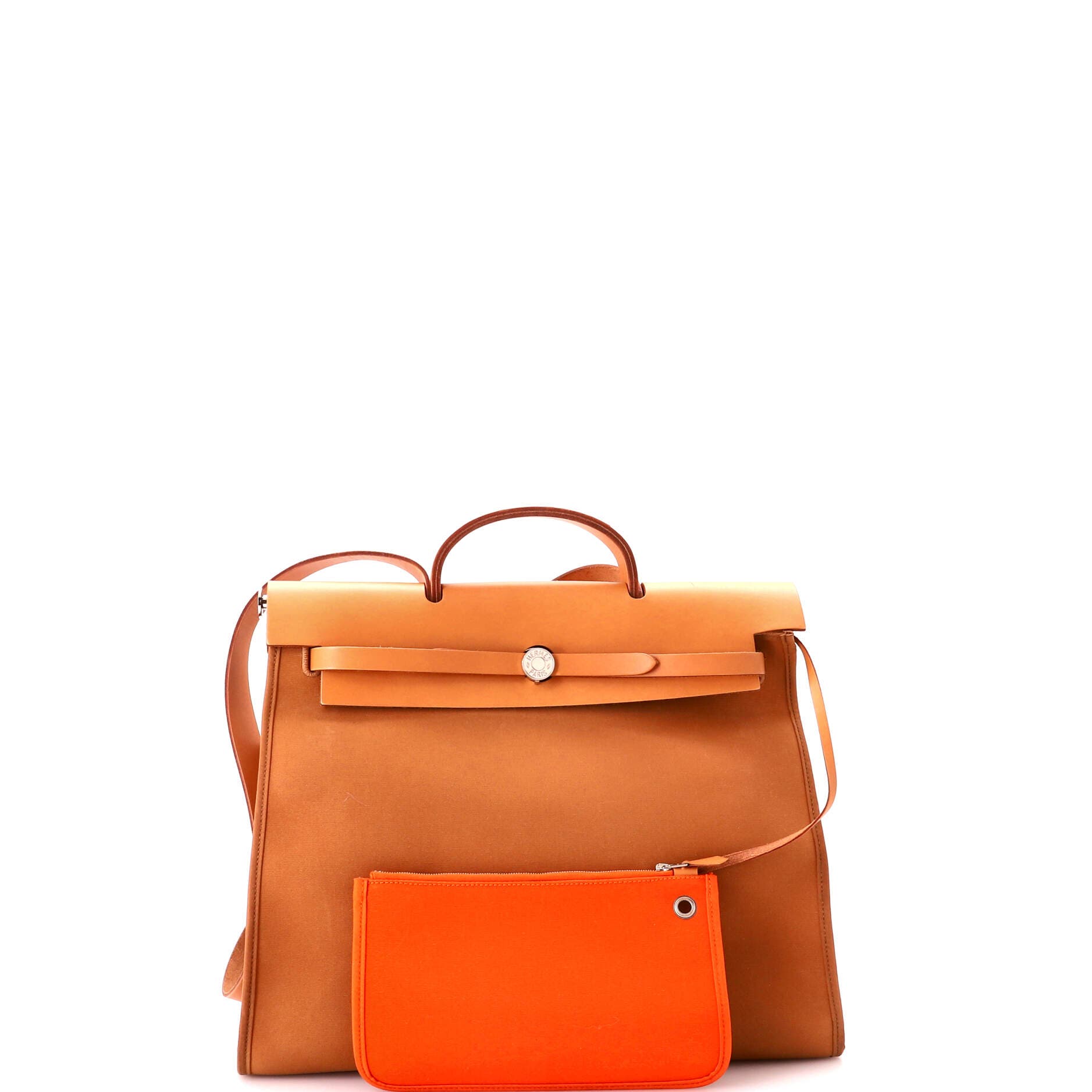 Herbag Zip Leather and Toile 39, Alternate, color, Brown