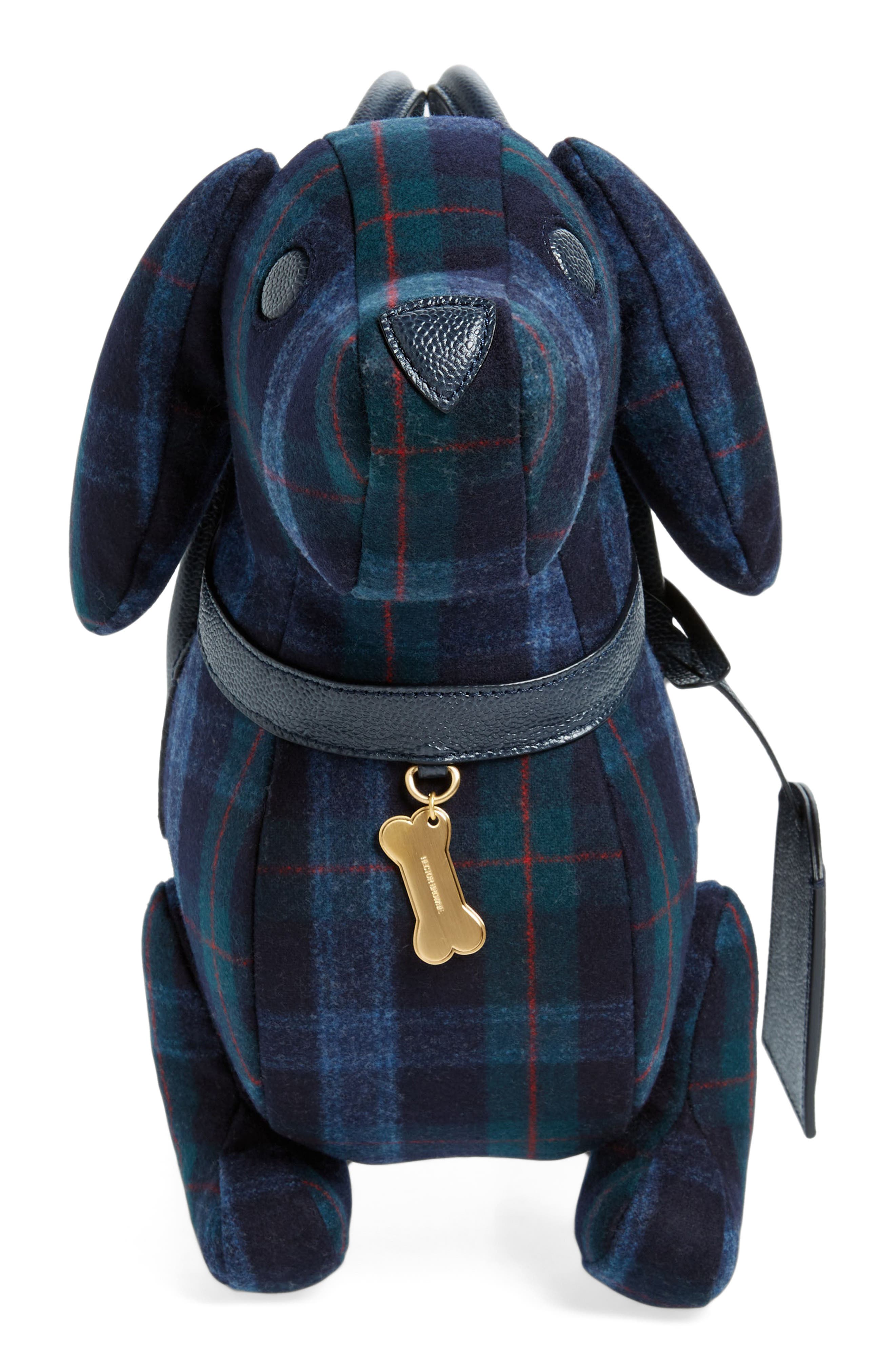 Thom Browne Hector TB Tartan Wool & Cashmere Top Handle Bag, Alternate, color, 