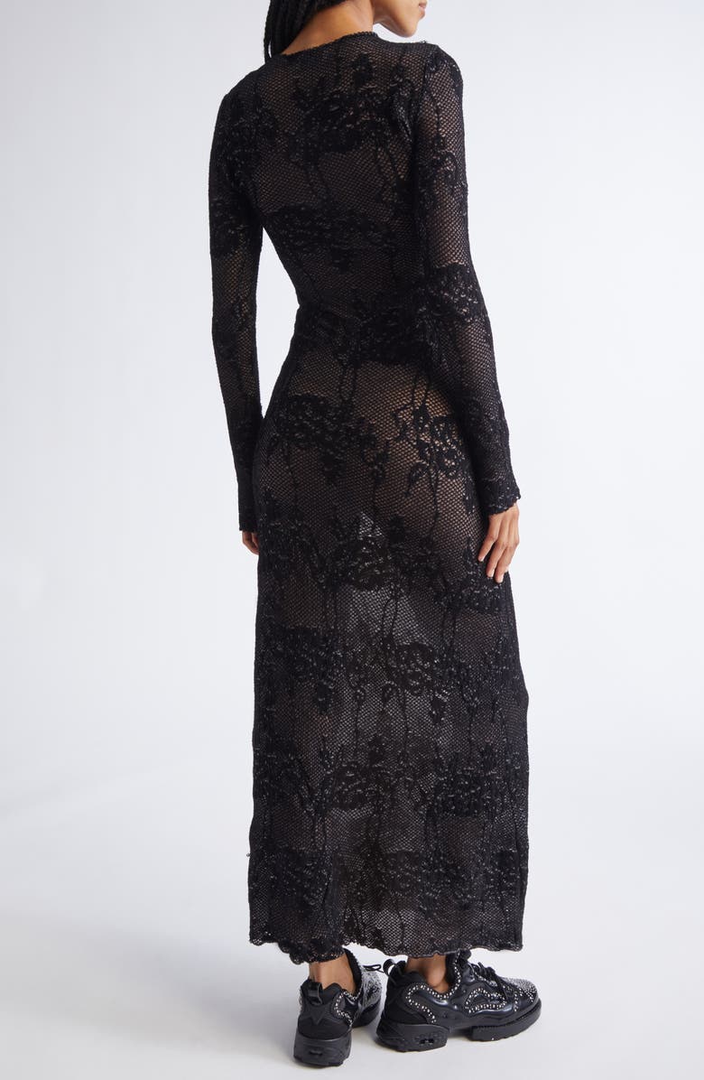Collina Strada x Vitelli Yuri Long Sleeve Sweater Dress, Alternate, color, Black Knit Lace