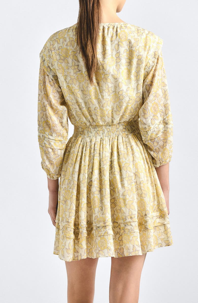 Derek Lam 10 Crosby Solange Print Voile Minidress, Alternate, color, Valiase Yellow Floral